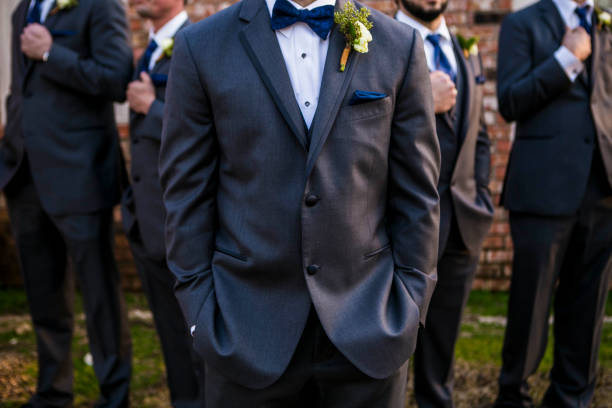 groomaid dressed in wedding color palette