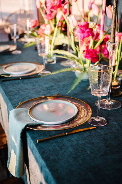Wedding table styling with color palette